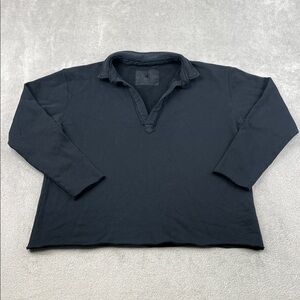 NEW Frank & Eileen XL 100% Cotton Triple Fleece Navy Blue Henley Sweatshirt USA